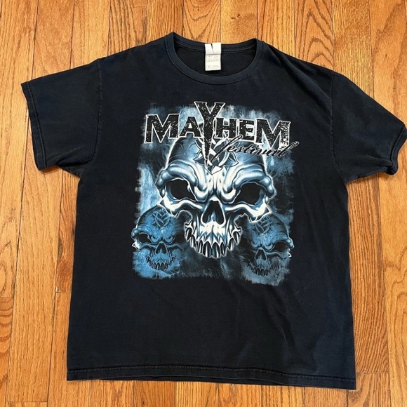 Mayhem Festival T-Shirt XL Black Skull Concert Slipknot Shirt Y2K 2008 Vintage - Picture 2 of 7